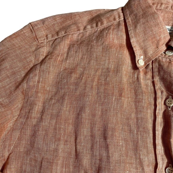 Guy Rover Italy 100% Flax Button Up Shirt‎ Light Peach Orange Women Sz 40 L US - Picture 2 of 7